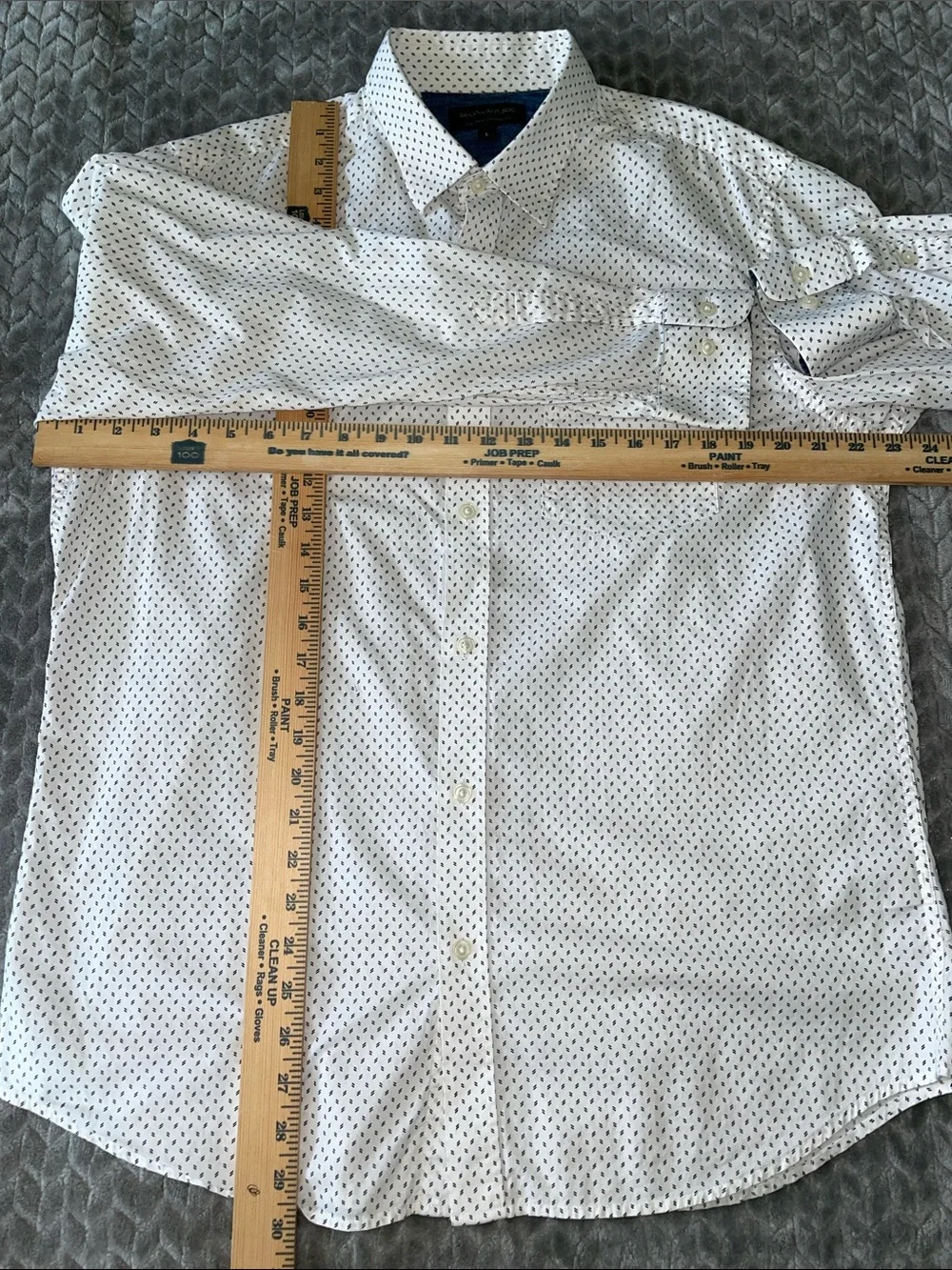 Banana Republic Men's Large Soft Wash White Print 100% Cotton Button Shirt